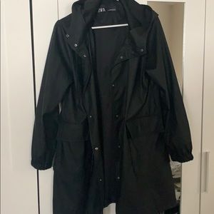 Zara overcoat matte black size L but cute oversize